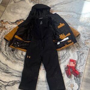 Under Armour Black Snow Bib with Mustard Hooded Jacket